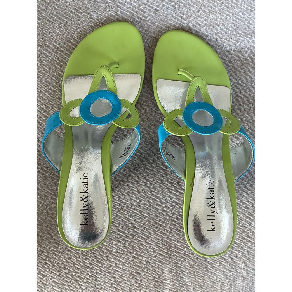 Retro Y2K Colorblock Geometric Kitten Heel Size 7